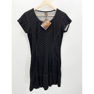 Ojai Excursion Black Polka Dot Dress Size M NWT Fit & Flare Viscose Stretch